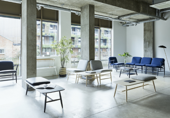 A selection of ercol contract furniture products on display